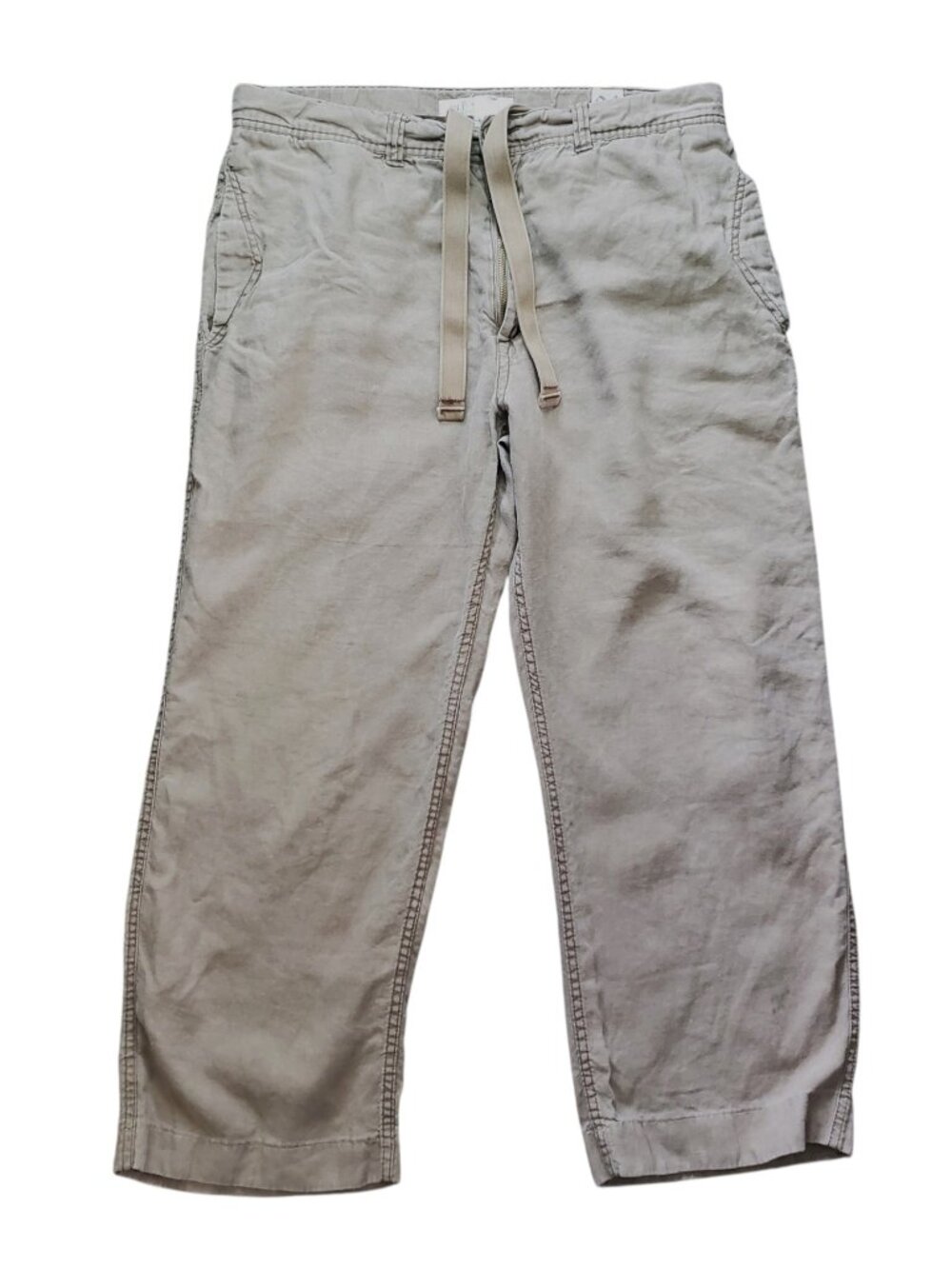 Men's Old Navy Y2K Tan Linen Tie Front Wide Leg Pants - Size 34
